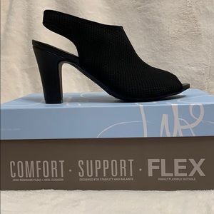 Life Stride Black Mesh Heels
